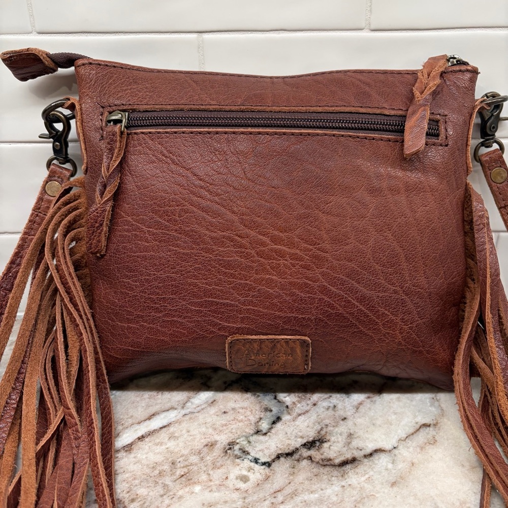 American Darling Women's Crossbody Messenger Bag Fringe Leopard Print Western - Picture 4 of 16